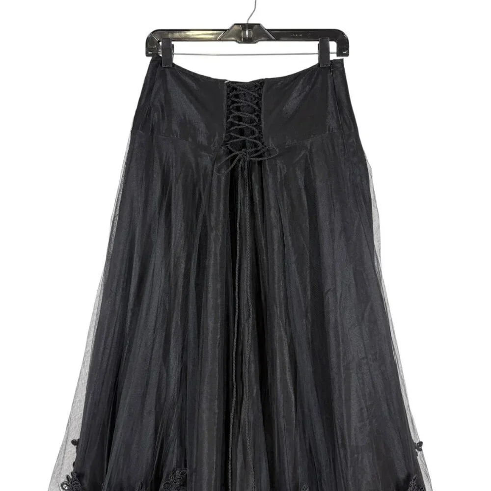 Punk Rave Black Lace Full Steampunk Goth Long Corset Skirt Women's Size Large - Picture 6 of 12